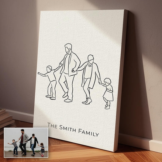 Personalized Family Line Art Premium Canvas – Custom From Your Photo