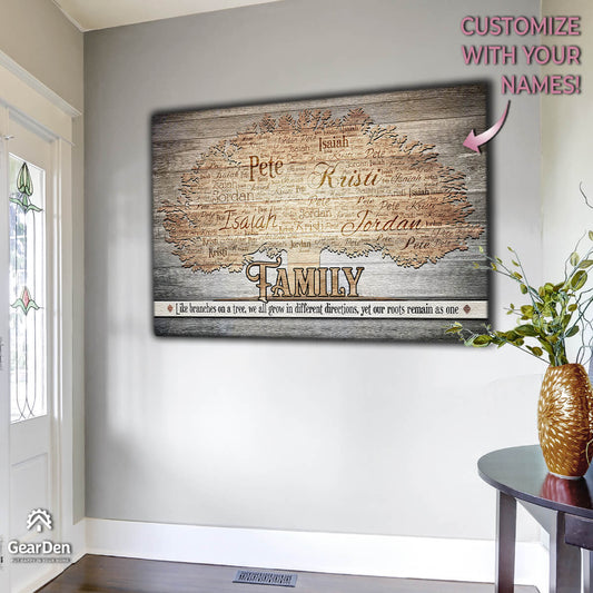 Personalized "Family - Like Branches On A Tree..." Premium Canvas