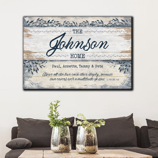 Personalized Family Home "Love Each Other Deeply" Premium Canvas