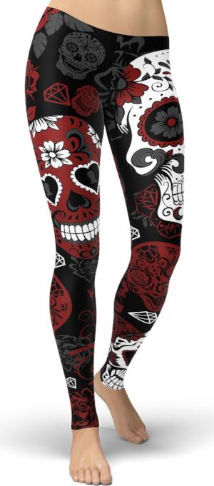 Red Sugar Skull Leggings