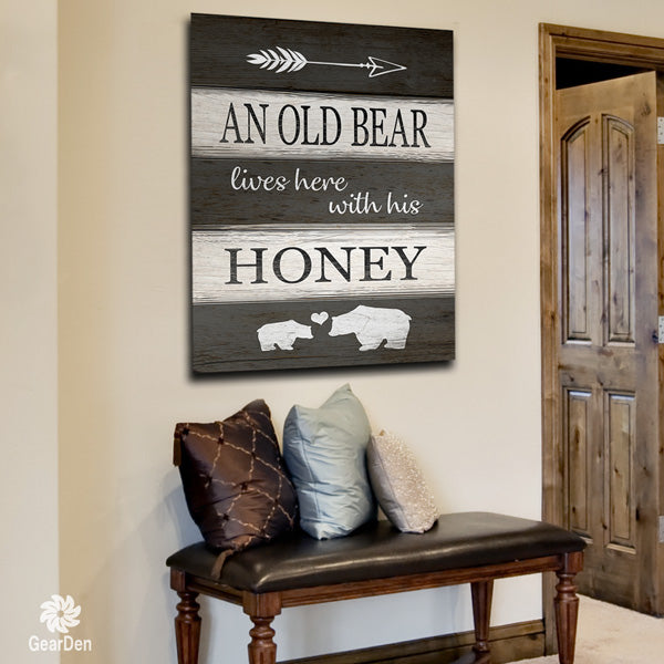 "An Old Bear Lives Here" Premium Canvas