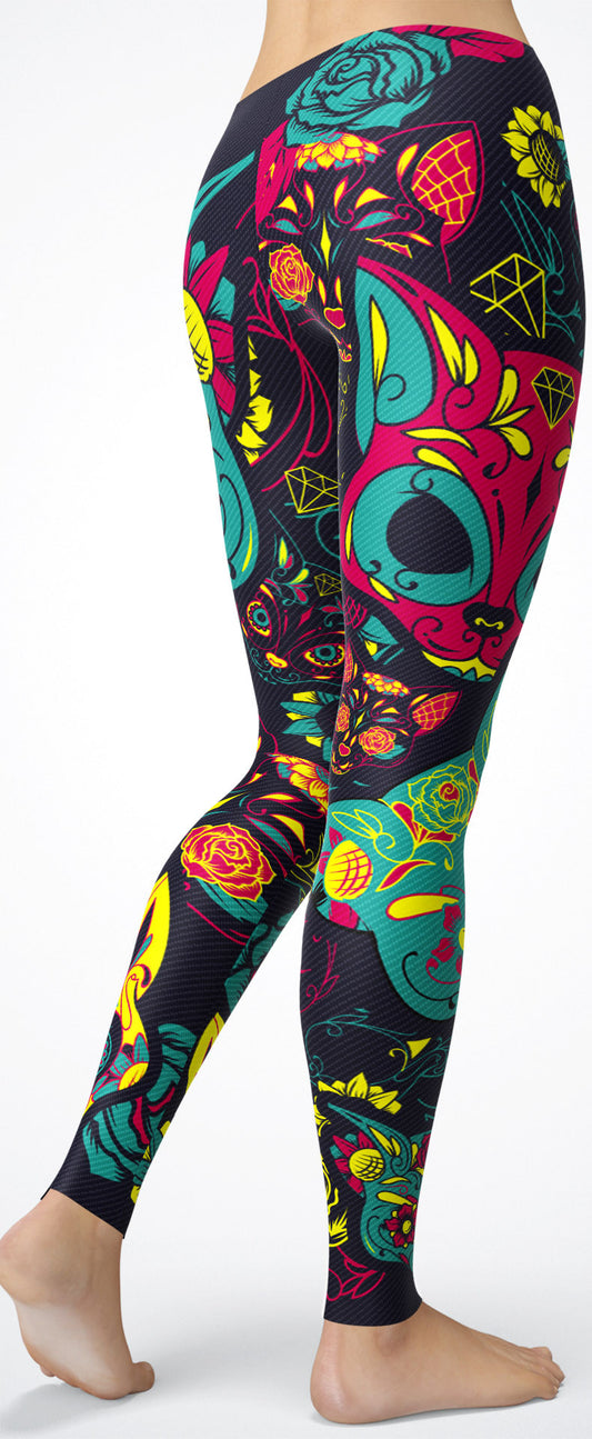 Cat Sugar Skull Leggings