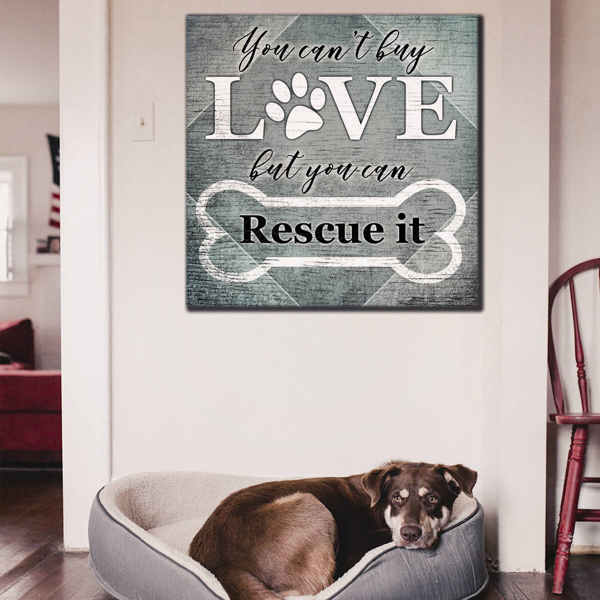 "You Can't Buy Love - But You Can Rescue It" Canvas for Dog Owner's