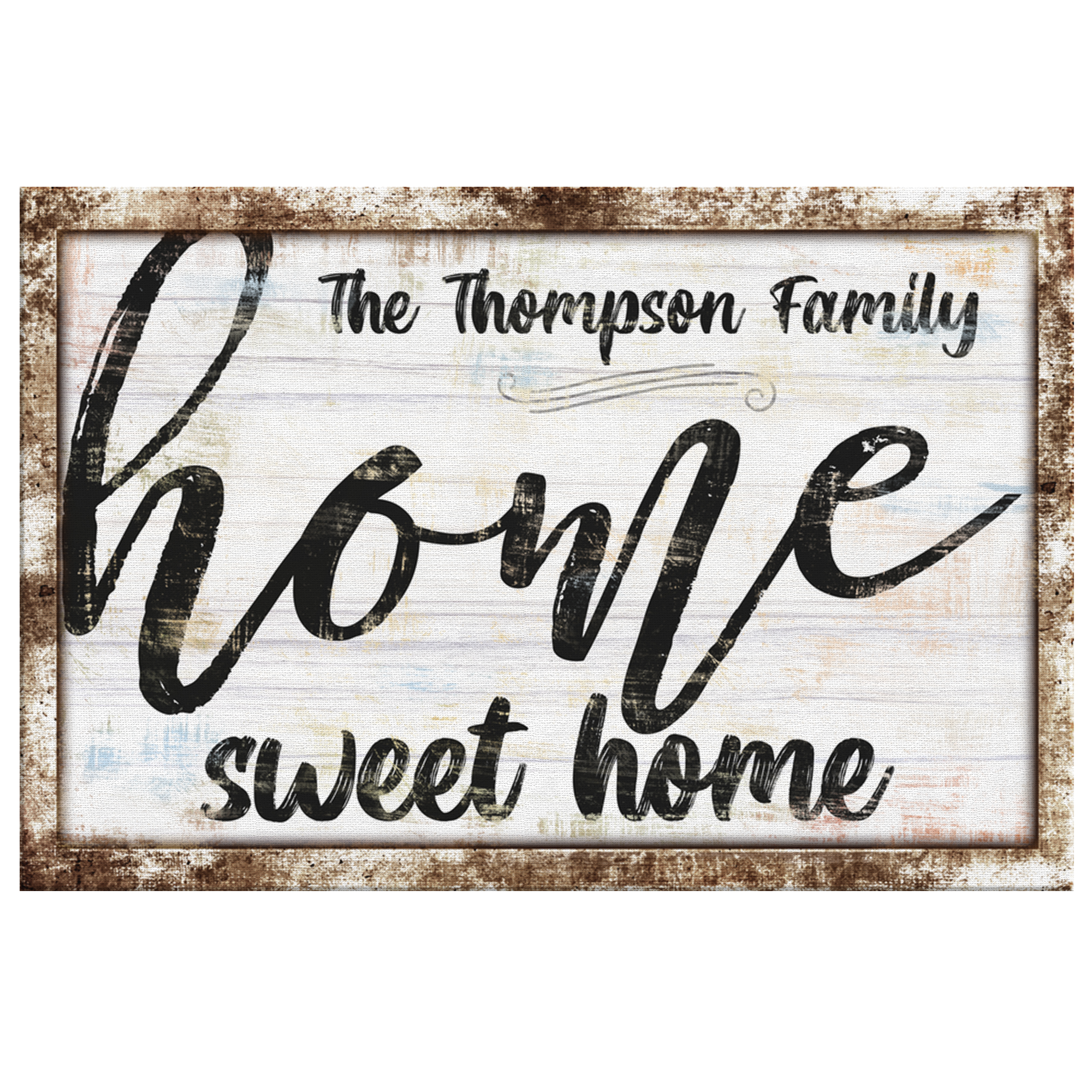 Personalized "Home Sweet Home" Rustic Premium Canvas Wall Art