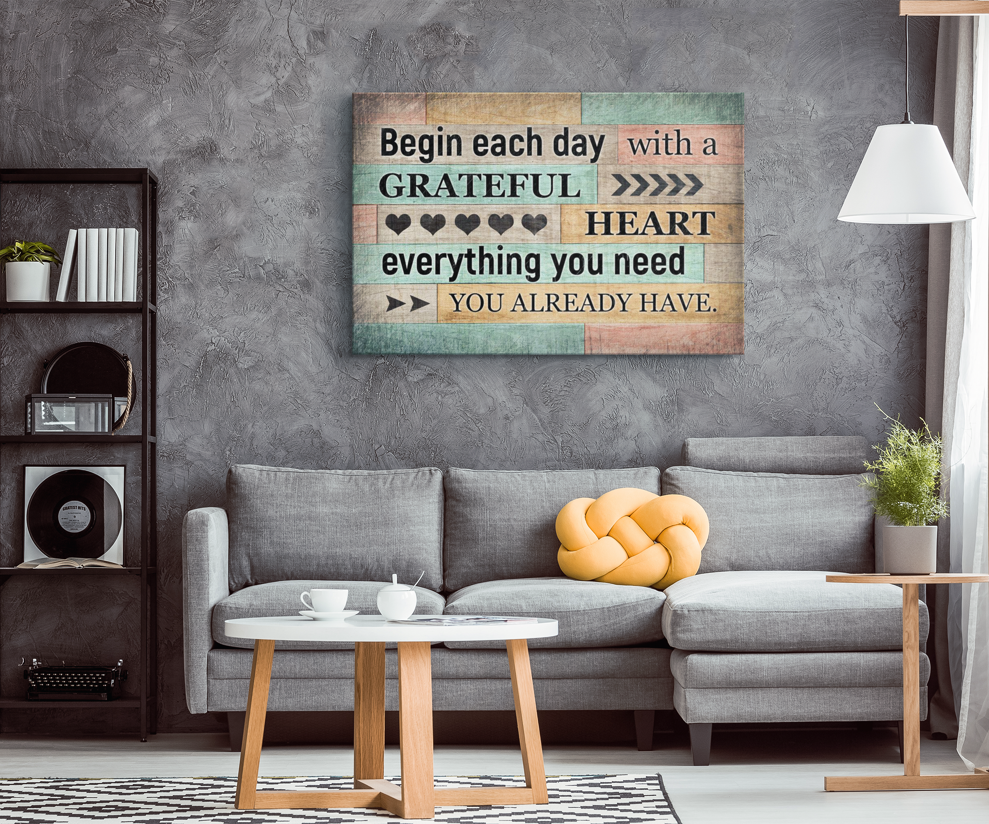 "Begin Each Day With A Grateful Heart" Premium Canvas
