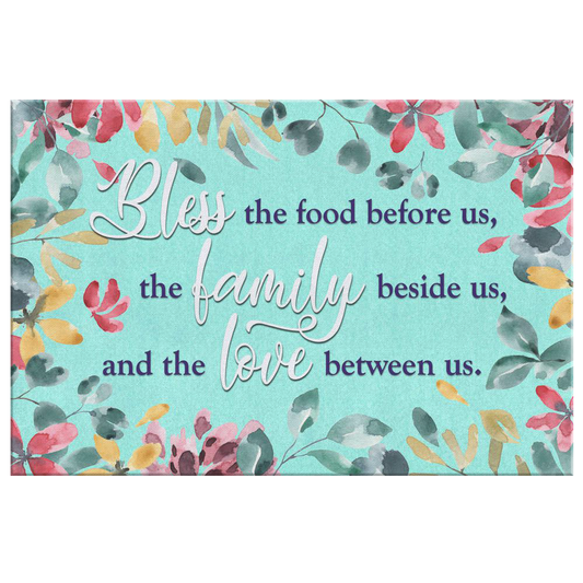 "Food, Family, Love" Watercolor Premium Canvas