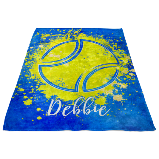 Personalized "Tennis Ball Splash" Premium Fleece Blanket
