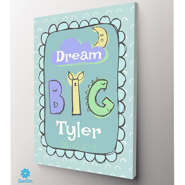 personalized dream big childs name canvas decor gift