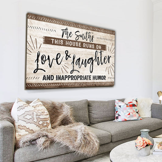 Personalized "This House Runs On Love & Laughter" Premium Canvas