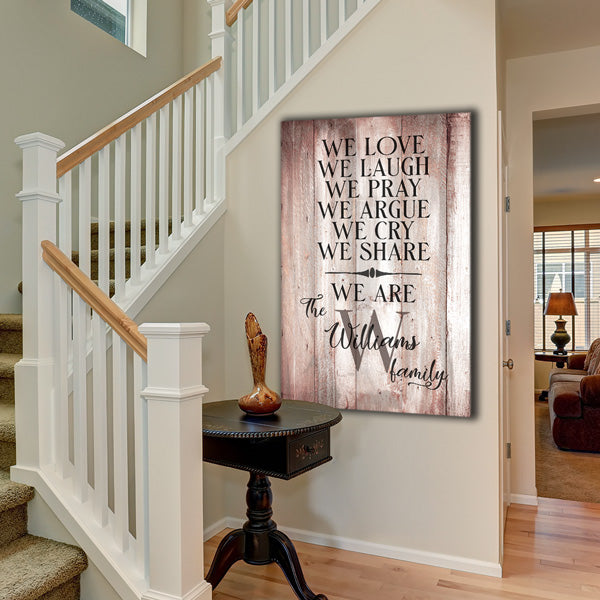 Personalized "We Love, We Laugh, We Are Family" Premium Canvas Wall Art