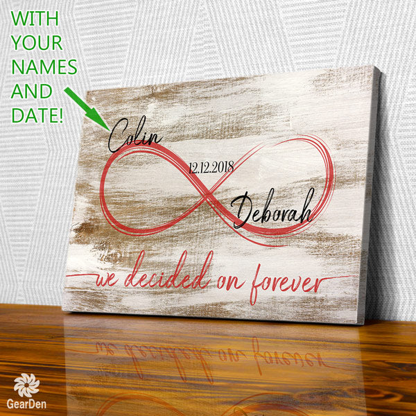 personalized we decided on forever wedding date names canvas wall art