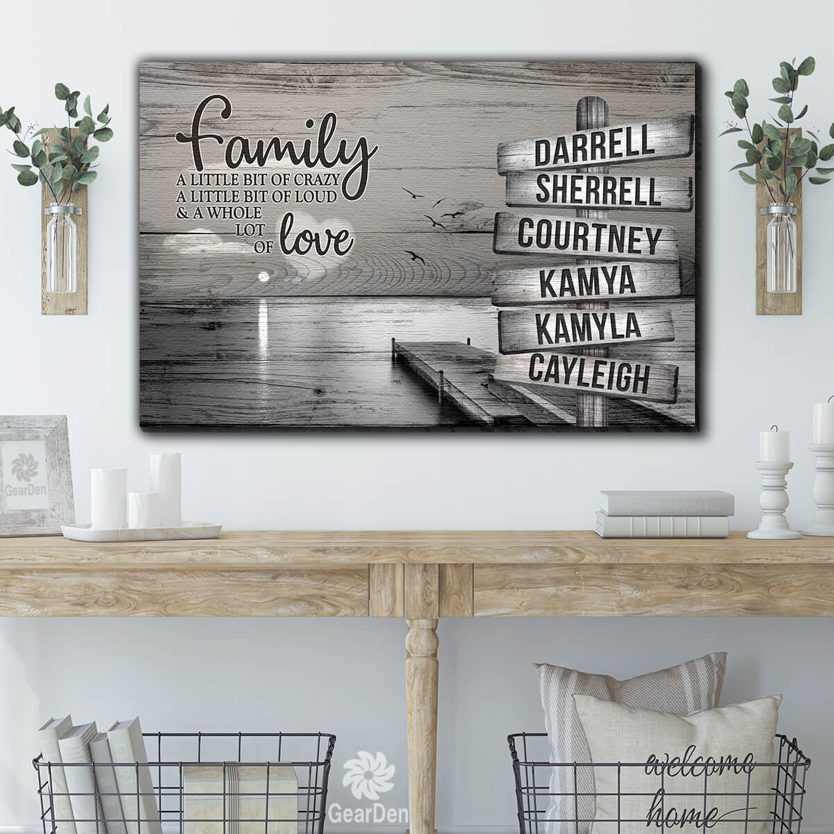 Personalized Names "Family...Love" Premium Canvas Wall Art