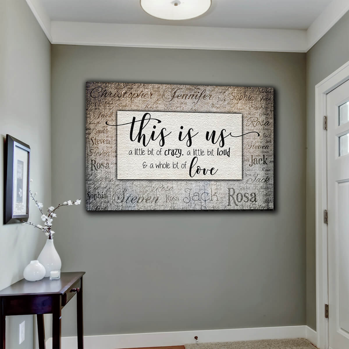 Personalized "This Is Us - Names On Background" Premium Canvas Wall Art