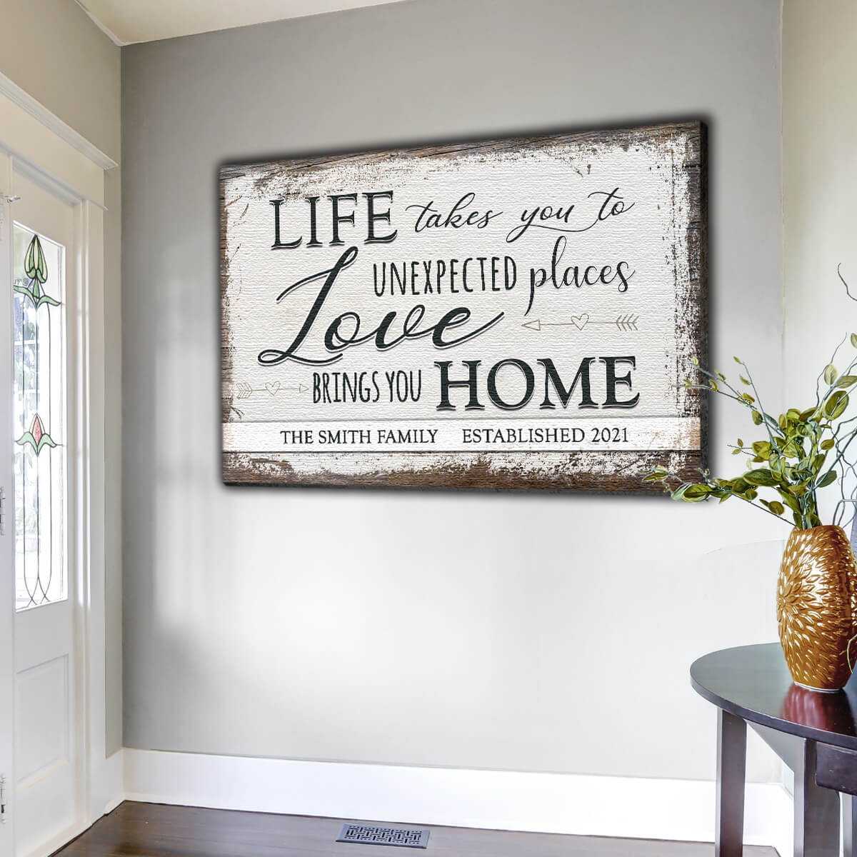 Personalized "Love Brings You Home" Canvas Wall Art