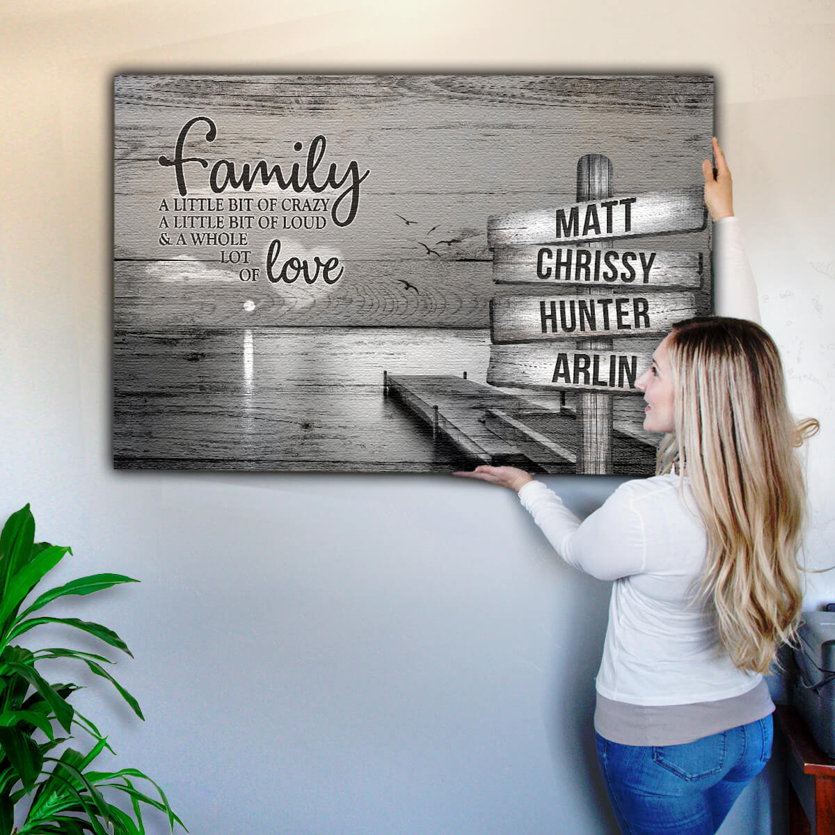 Personalized Names "Family...Love" Premium Canvas Wall Art