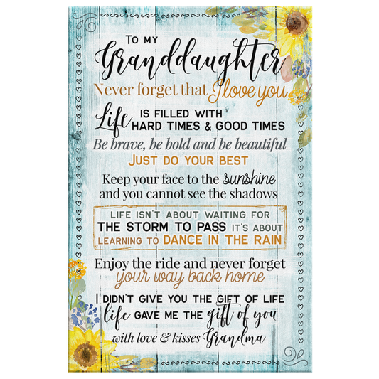 Personalized "To My Granddaughter - I Love You" Premium Canvas