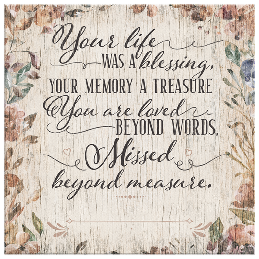 Personalized "Your Memory A Treasure" Premium Memorial Wall Art