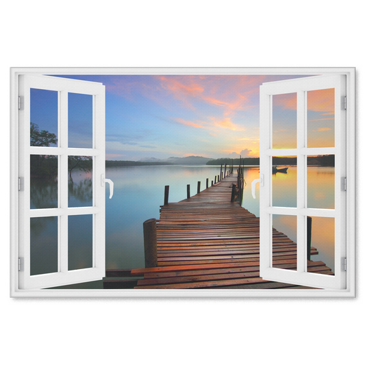"Beach Boardwalk Window View" Premium Canvas