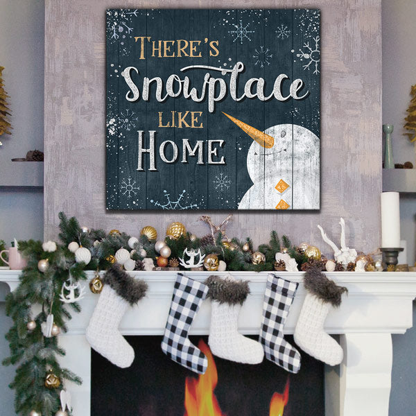 "There's Snowplace Like Home" Christmas Premium Canvas Wall Art
