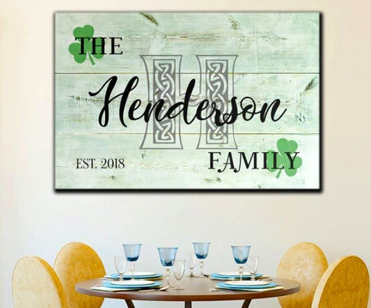 St. Patrick's Day decor - Irish wall art with family name