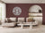 brown living room with custom metal art - brown interiors trend - GearDen
