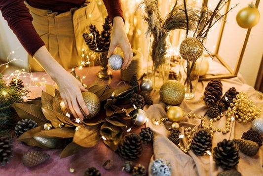 Thanksgiving decor, Christmas decor with gold metallics