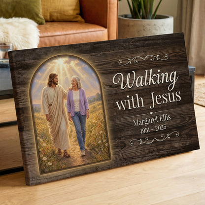 Personalized Memorial Canvas – Walking with Jesus