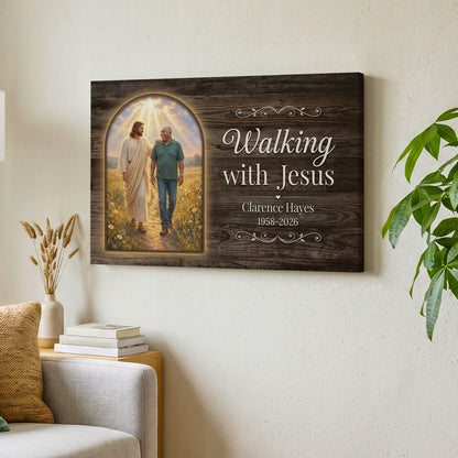 Personalized Memorial Canvas – Walking with Jesus
