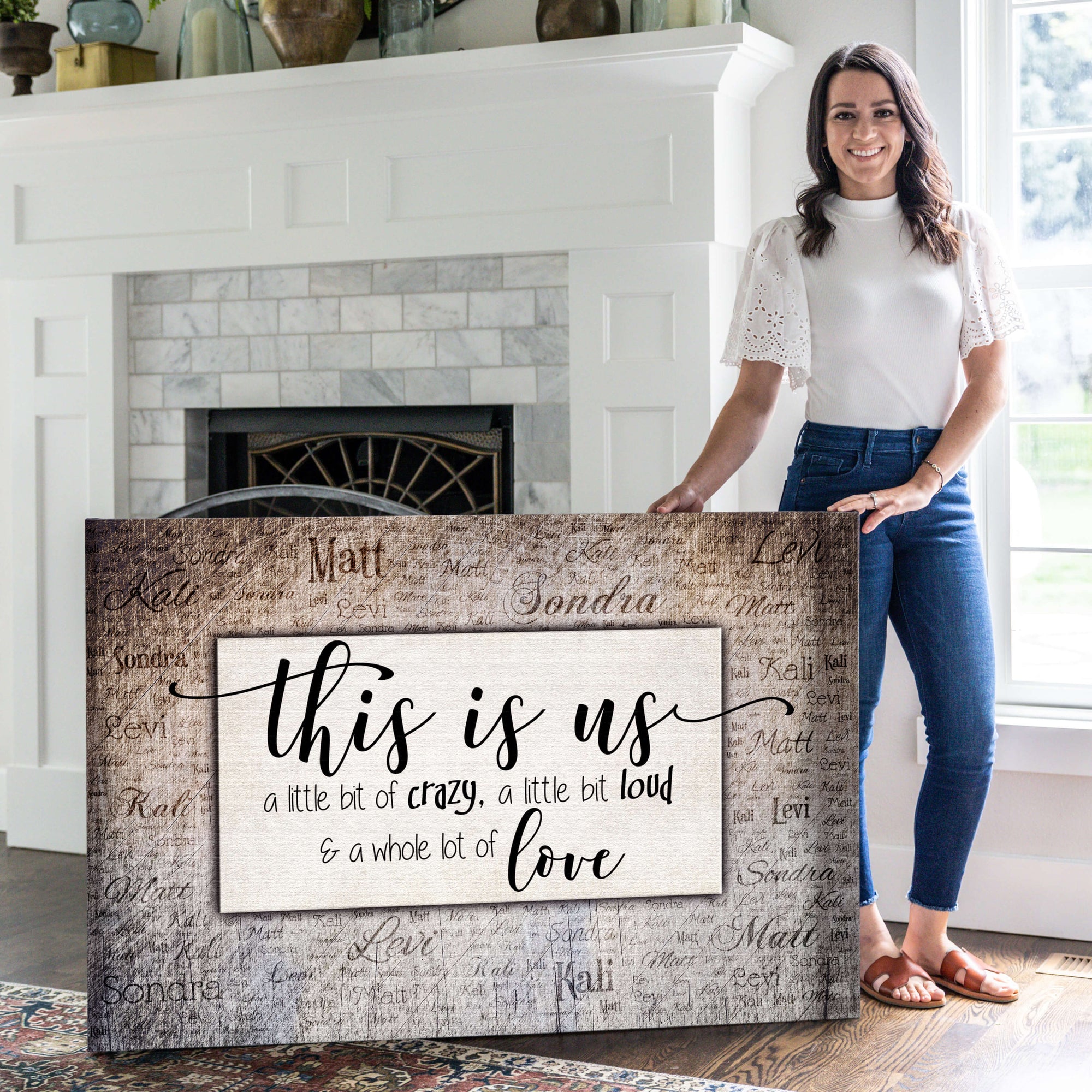 Personalized "This Is Us - Names On Background" Premium Canvas Wall Art