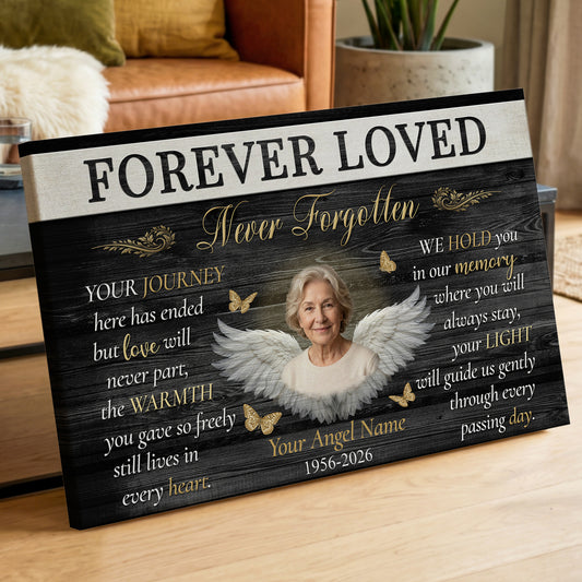 Personalized "Forever Loved, Never Forgotten" Memorial Photo Canvas