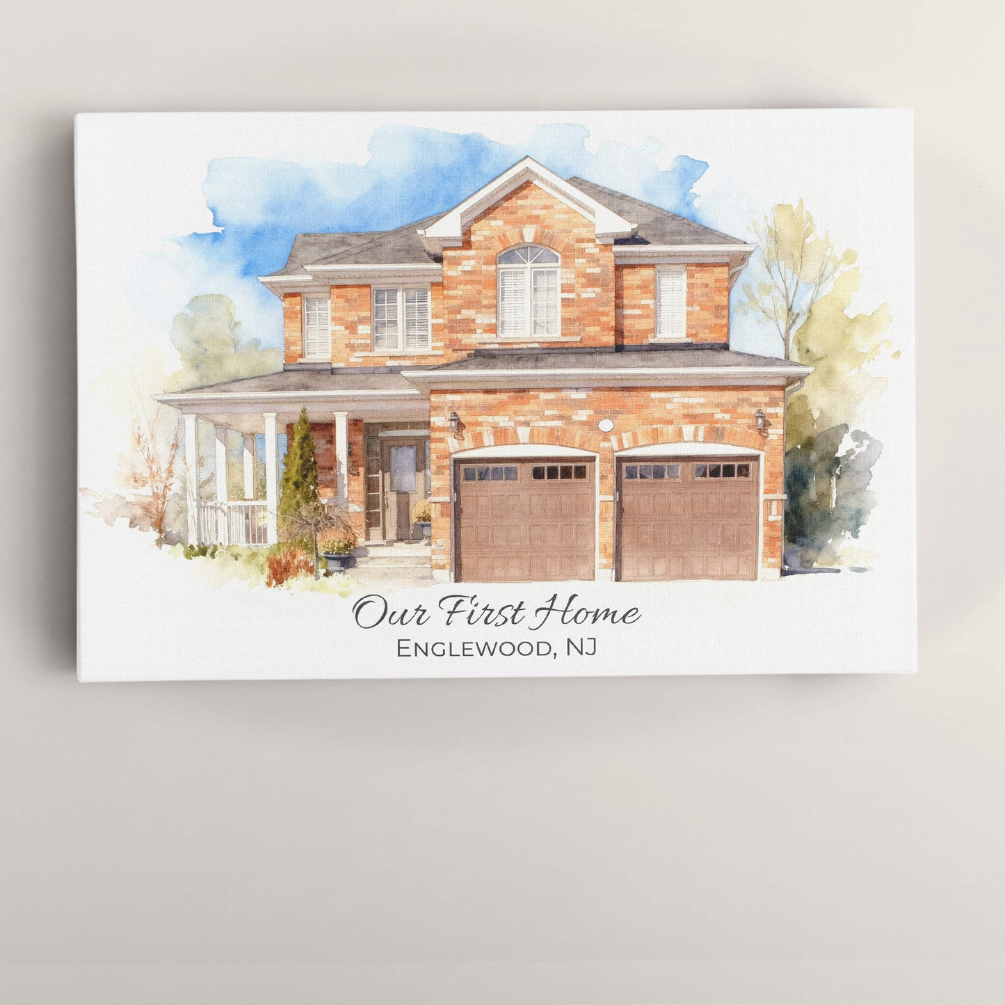 Personalized Watercolor Style House Portrait Premium Canvas – Custom From Your Photo