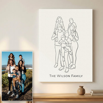 Personalized Family Line Art Premium Canvas – Custom From Your Photo
