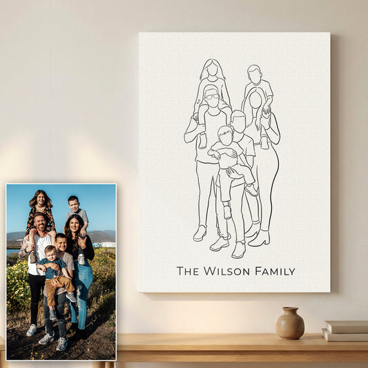 Personalized Family Line Art Premium Canvas – Custom From Your Photo