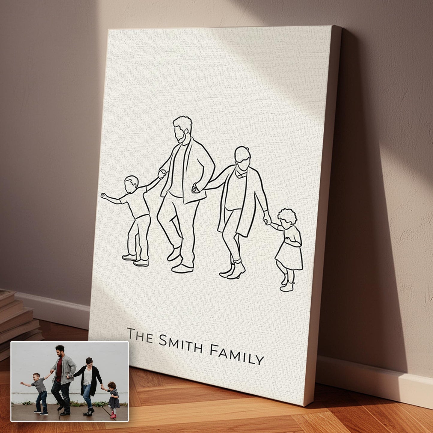Personalized Family Line Art Premium Canvas – Custom From Your Photo