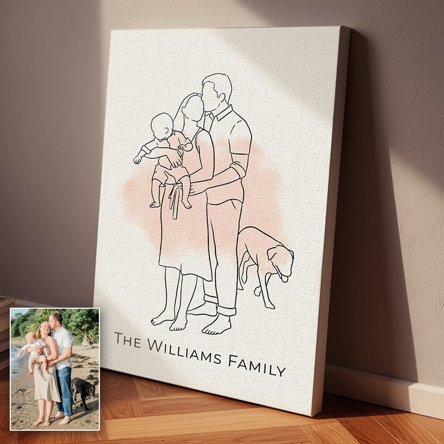 Personalized Family Line Art Premium Canvas – Custom From Your Photo