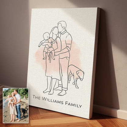 Personalized Family Line Art Premium Canvas – Custom From Your Photo