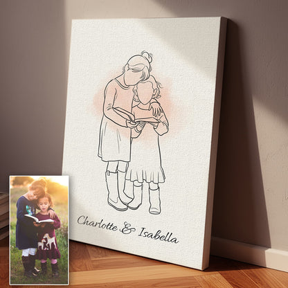 Personalized Family Line Art Premium Canvas – Custom From Your Photo