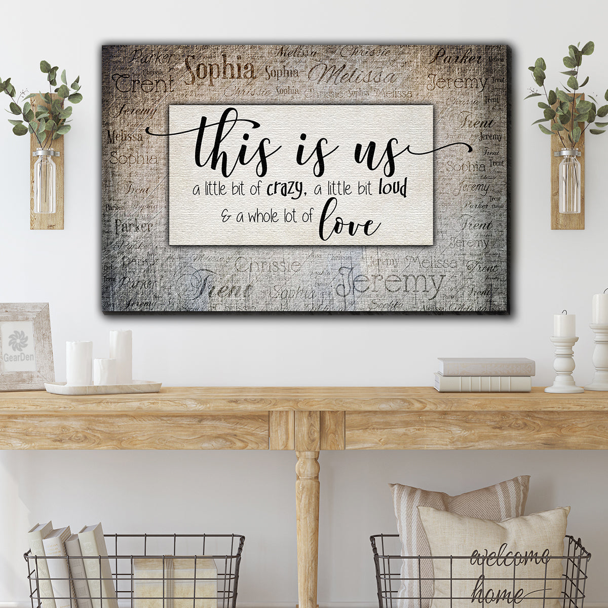 Personalized Canvas Wall Art "Family Name and Initial" Color Choice ...