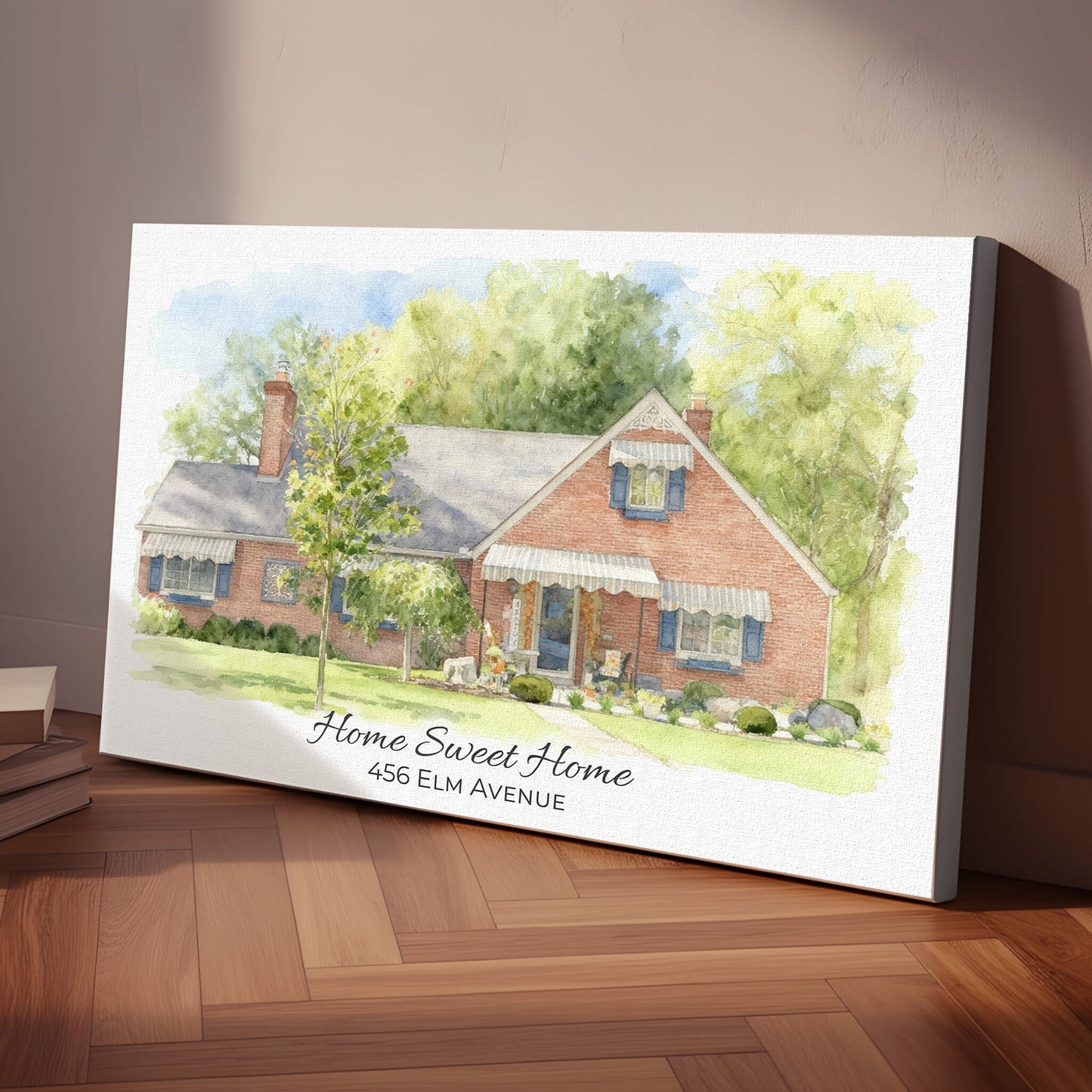 Personalized Watercolor Style House Portrait Premium Canvas – Custom From Your Photo