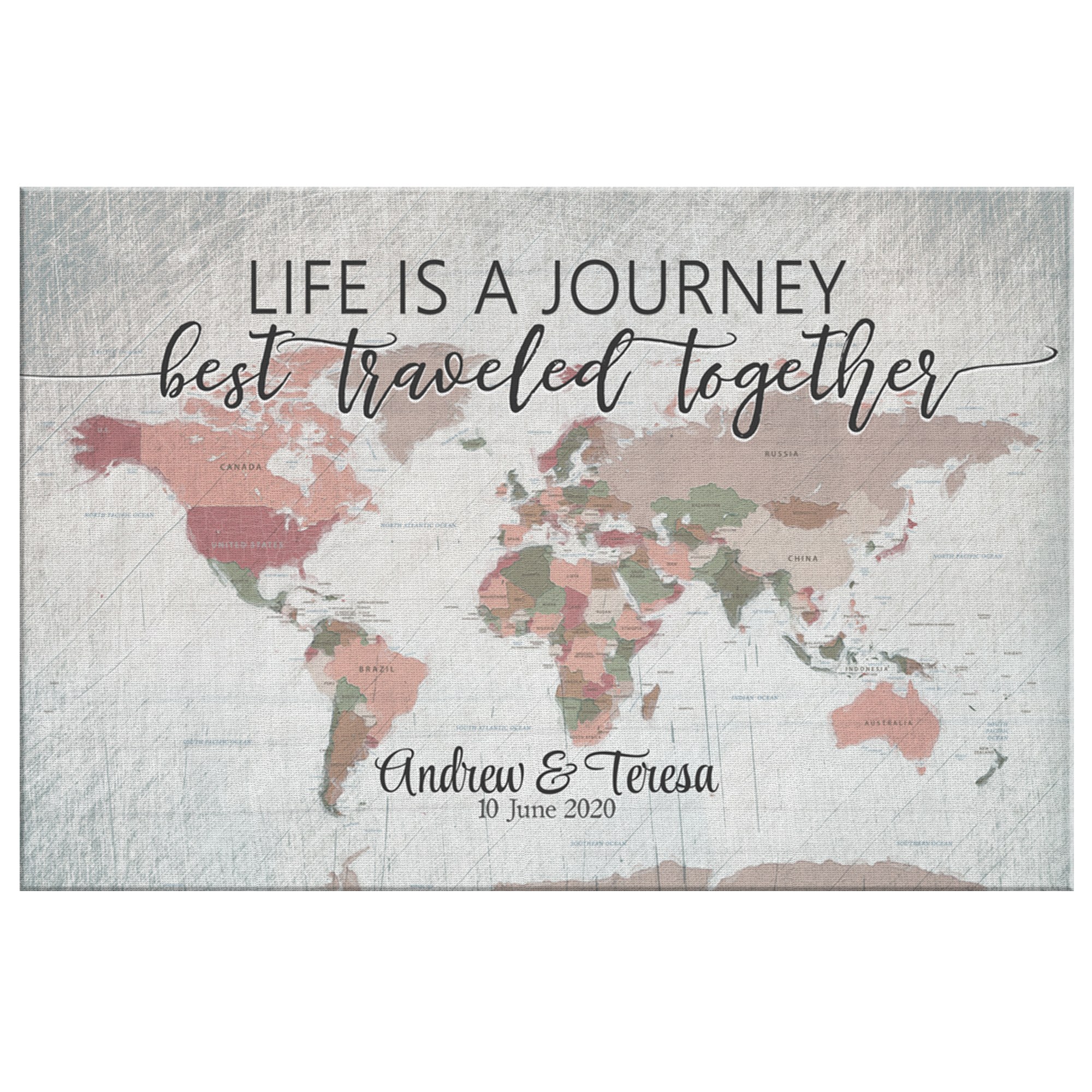 Personalized "Life Is A Journey - Best Traveled Together" Premium Canvas