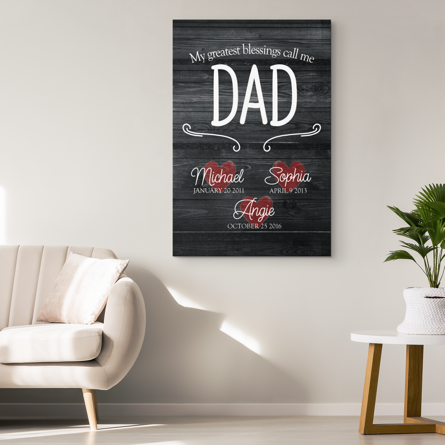 Personalized "My Greatest Blessings Call Me Dad" Premium Canvas