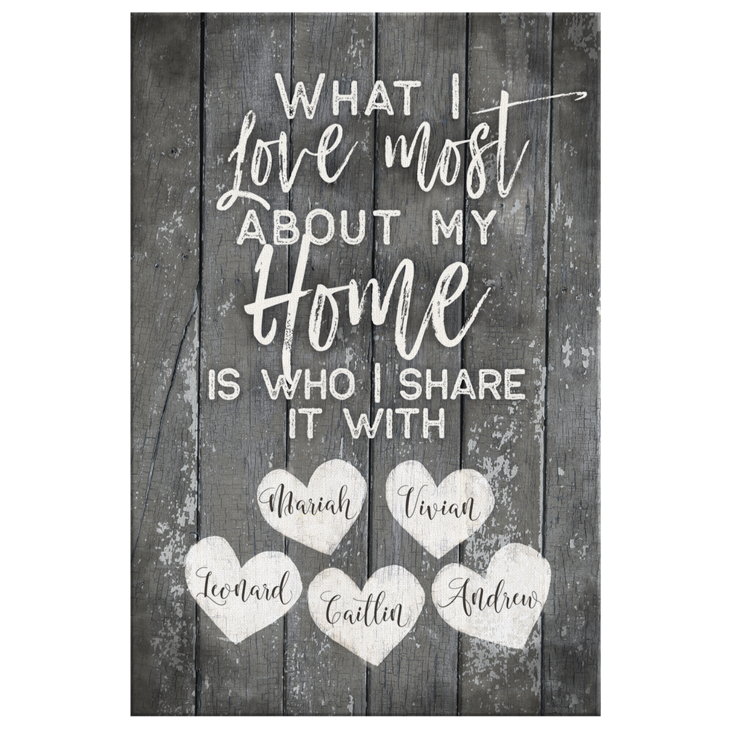 Personalized "What I Love Most About My Home" Premium Canvas