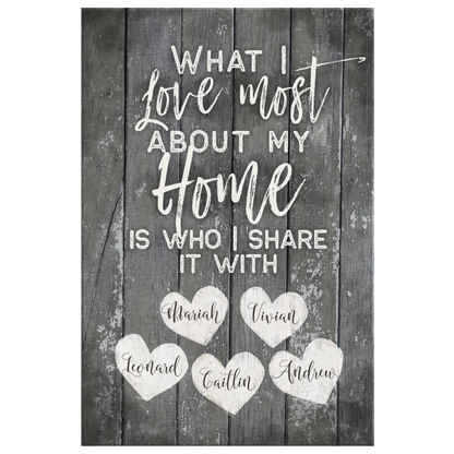 Personalized "What I Love Most About My Home" Premium Canvas