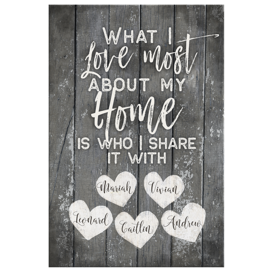 Personalized "What I Love Most About My Home" Premium Canvas