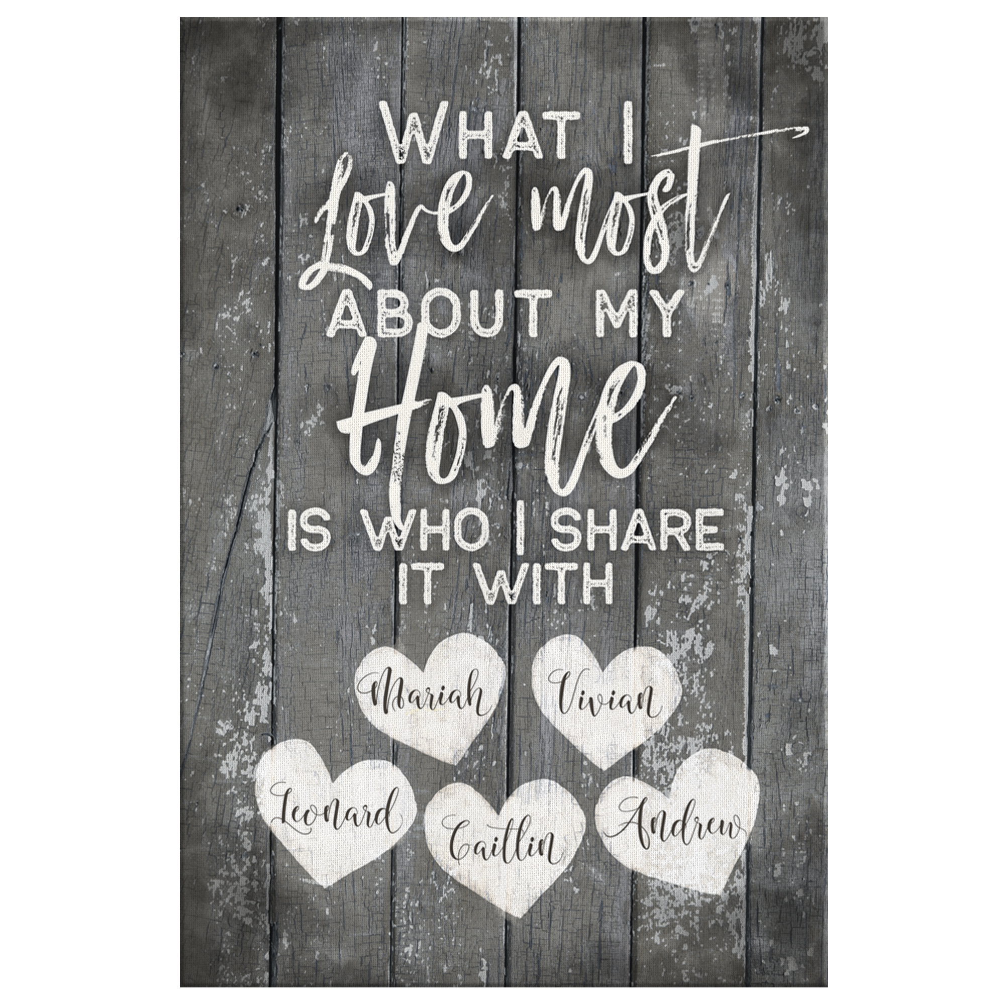 Personalized "What I Love Most About My Home" Premium Canvas