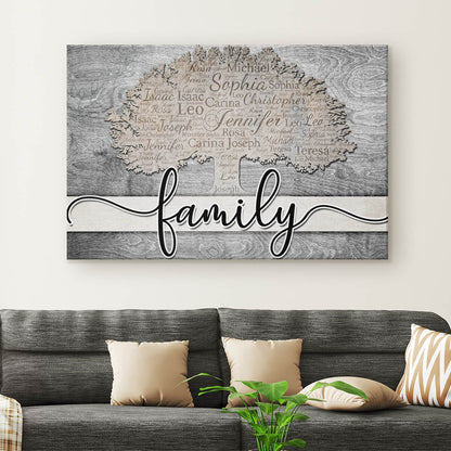 Personalized Names on Tree "Family" Premium Canvas