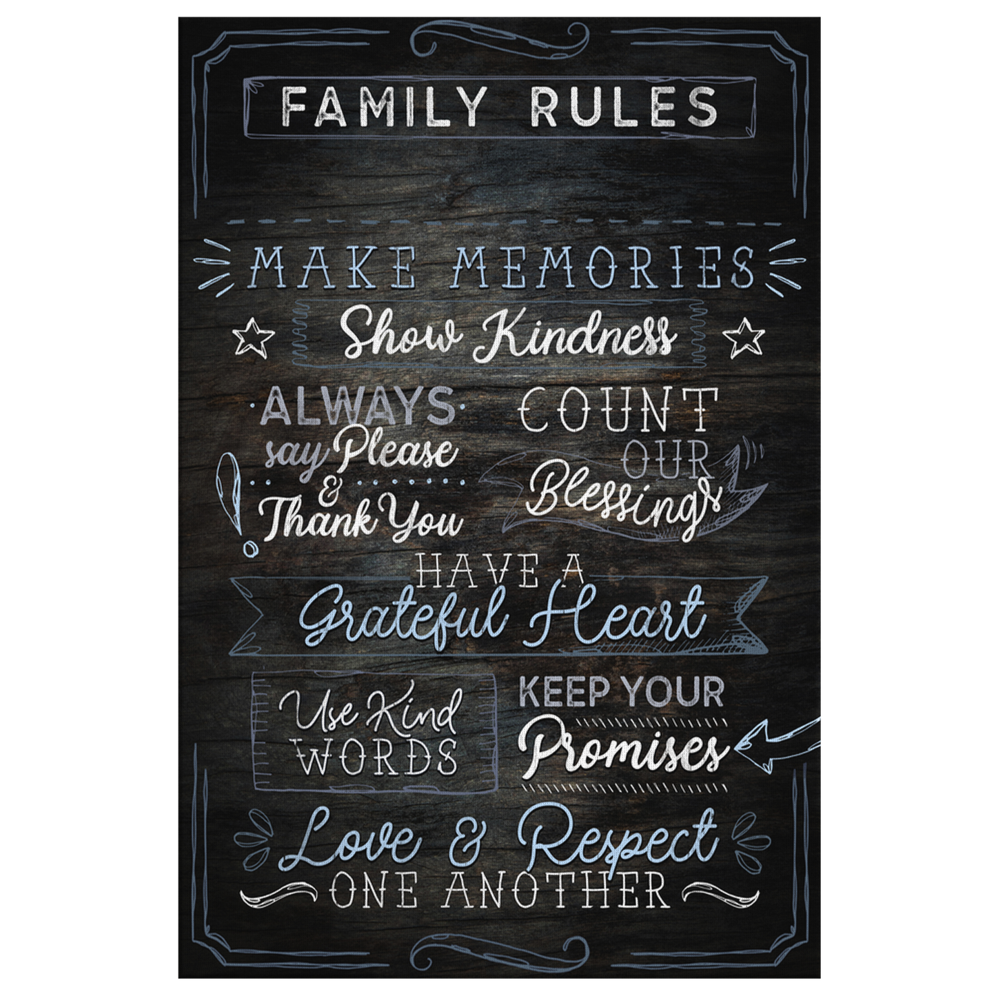Personalized "Family Rules...Love & Respect One Another" Premium Canvas