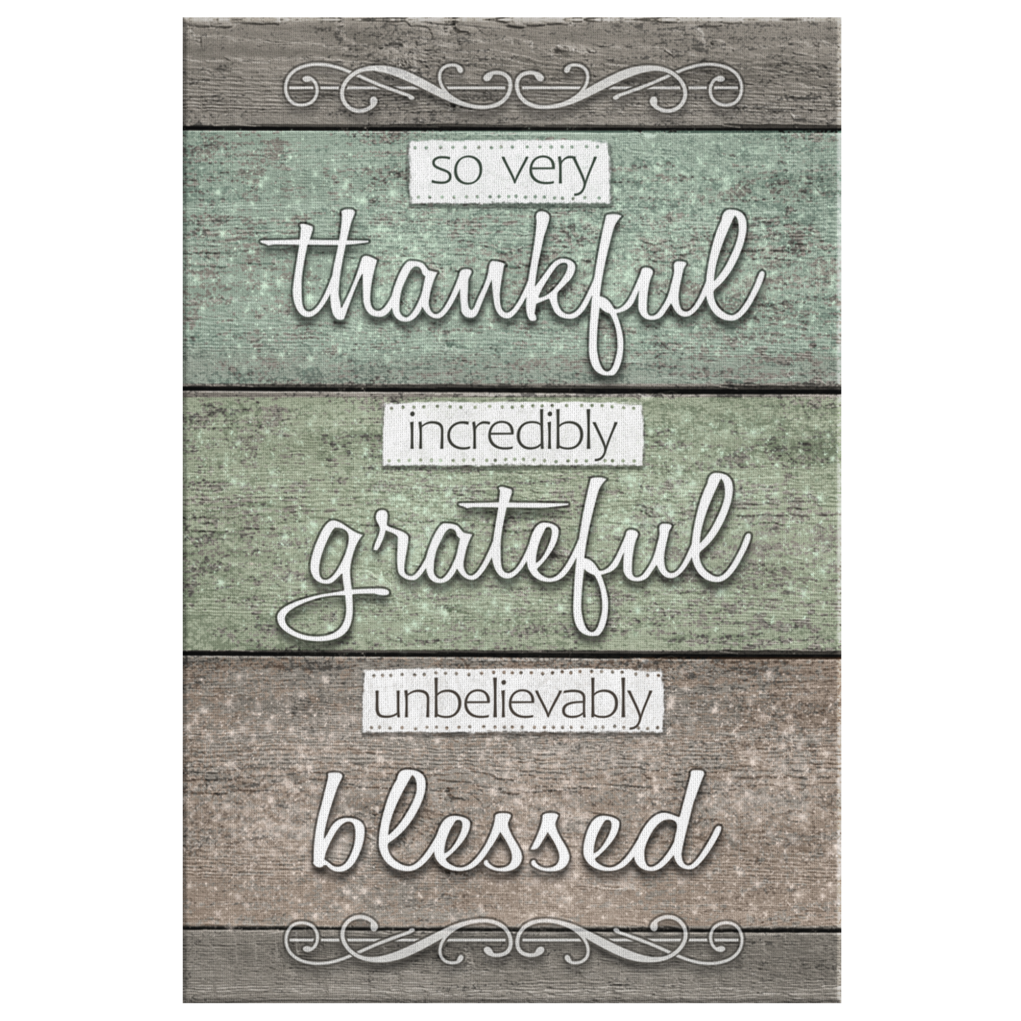 "So Very Thankful, Grateful, Blessed" Premium Canvas Wall Art