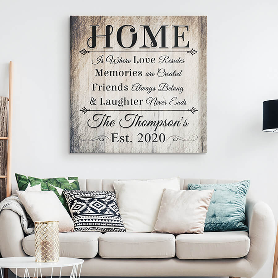 Personalized "Home Is Where Love Resides" Premium Canvas