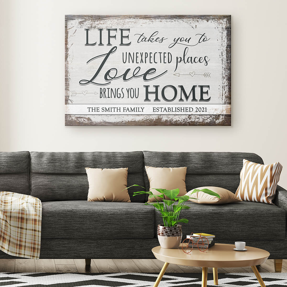 Personalized "Love Brings You Home" Premium Canvas